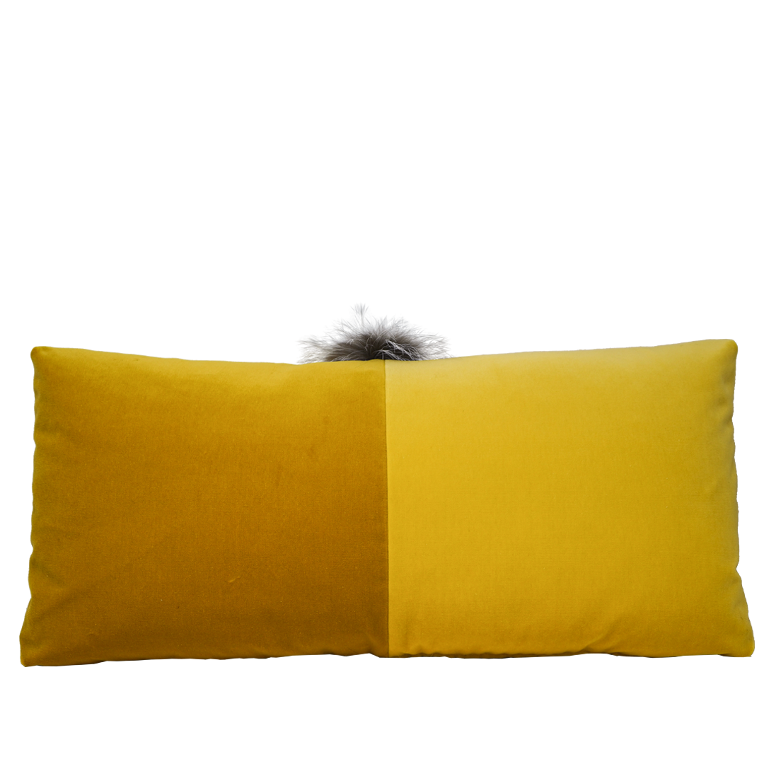 Fendi two-tone velvet fox fur inlay Cushion -Yellow