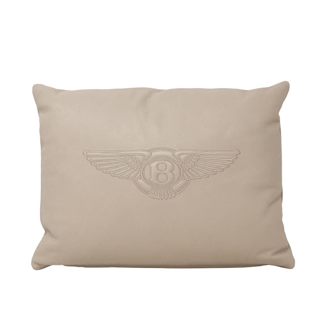 Bentley Home Ricamo leather Cushion- Quart Grey