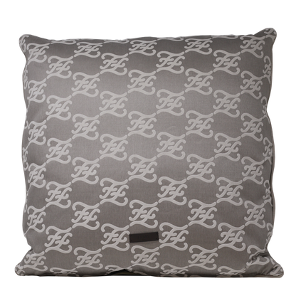 Fendi Casa Velvet Karligraphy Pattern  Cushion - Steel