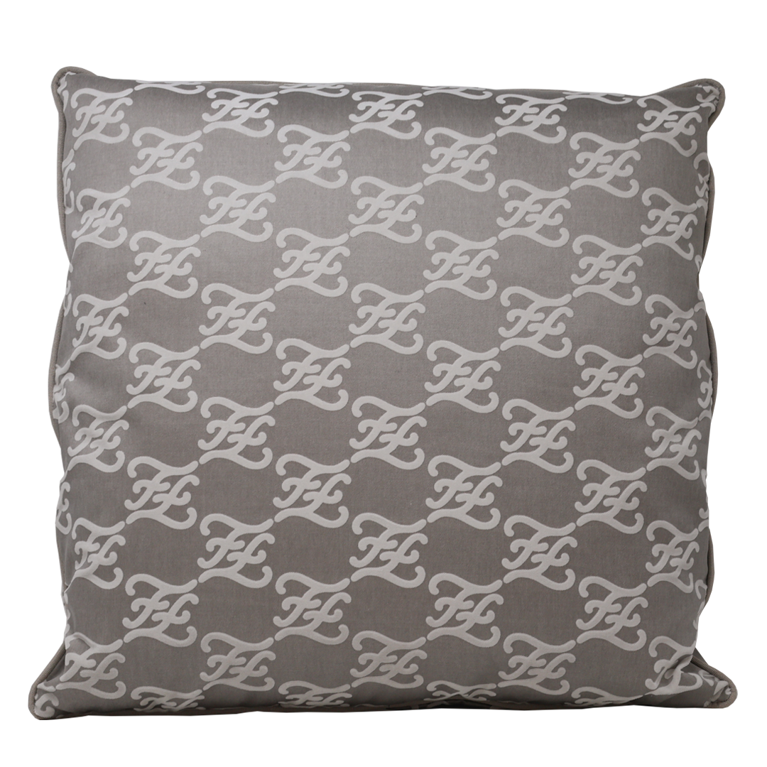 Fendi Casa Velvet Karligraphy Pattern  Cushion - Steel