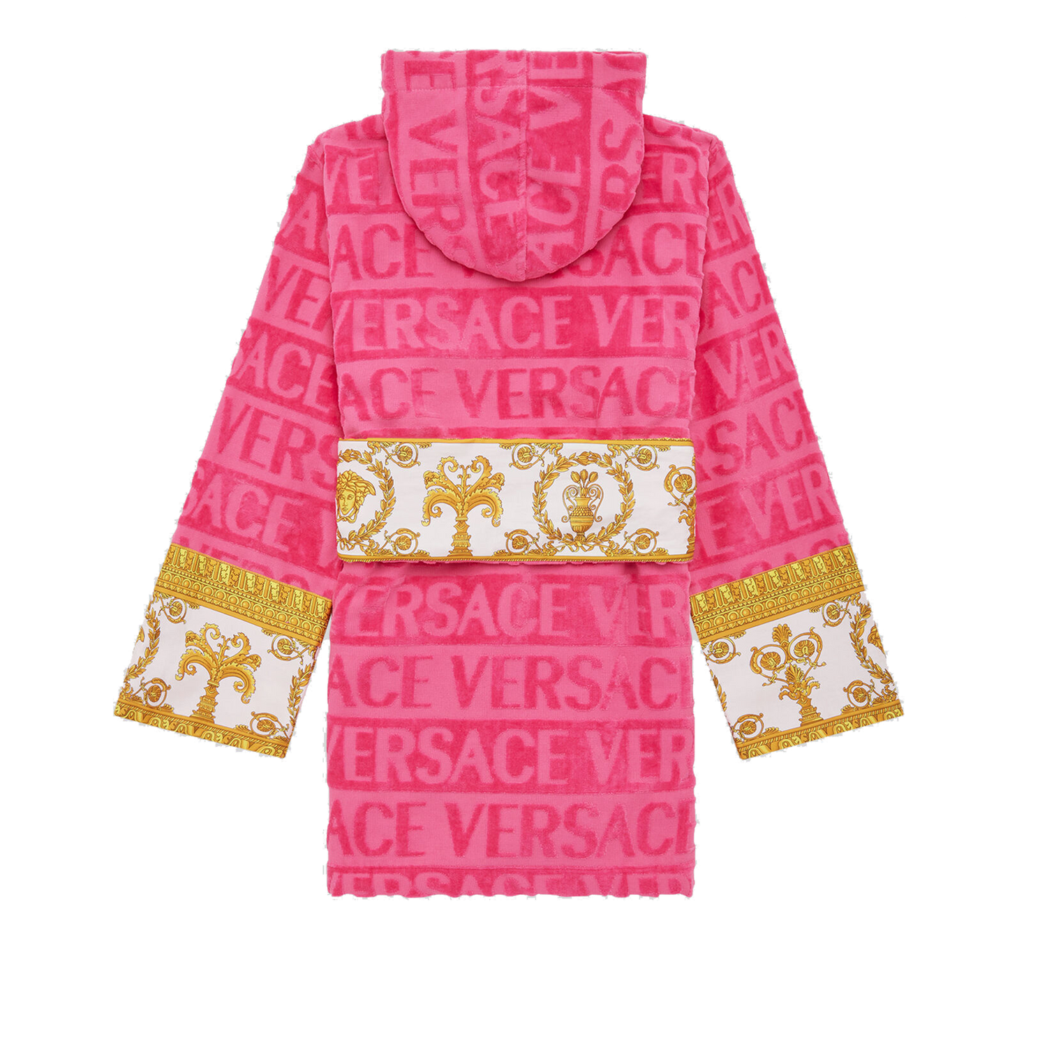 Versace Allover Short Bathrobe with Hood-Pink-S – Major Interiors